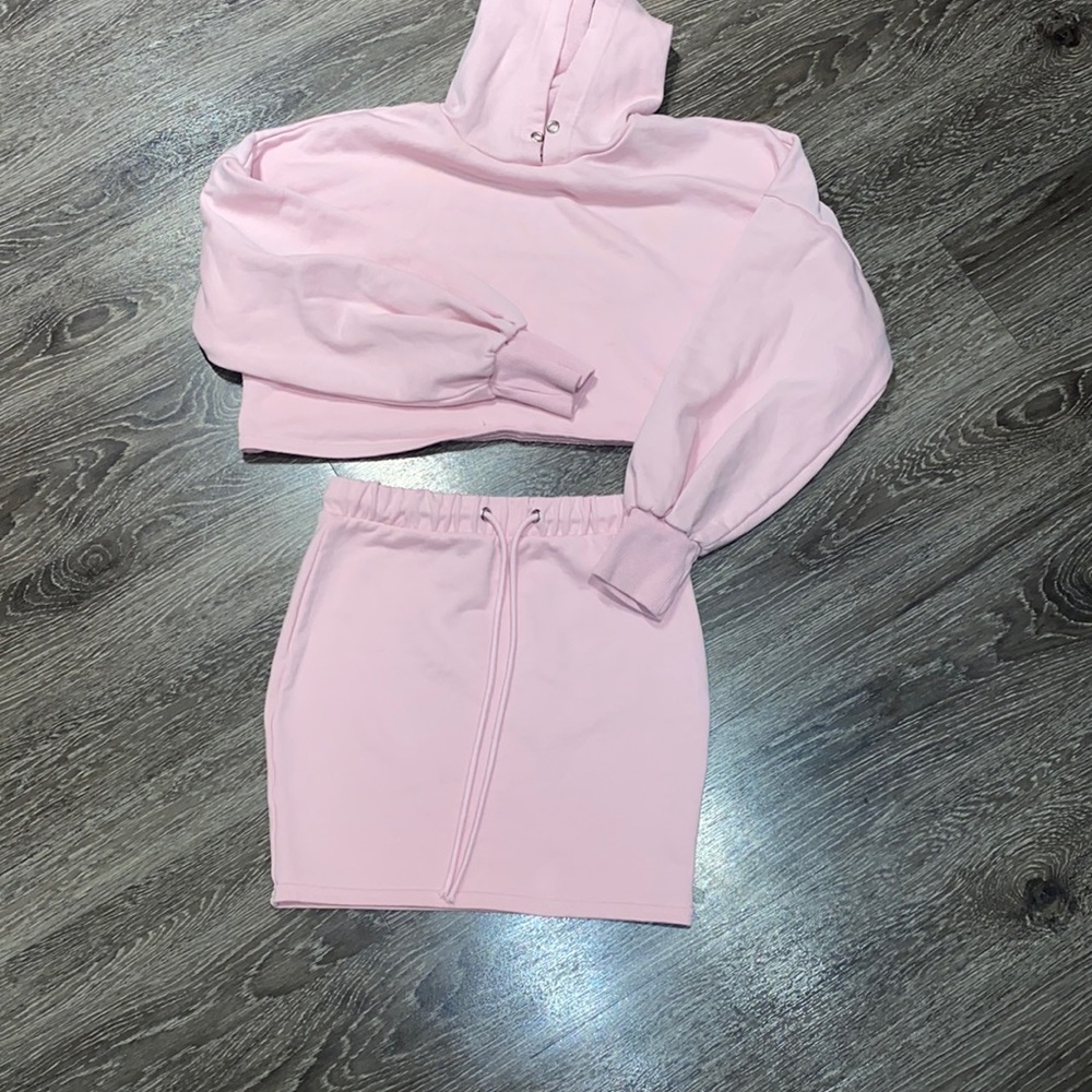 Cropped Hoodie Skirt Set
